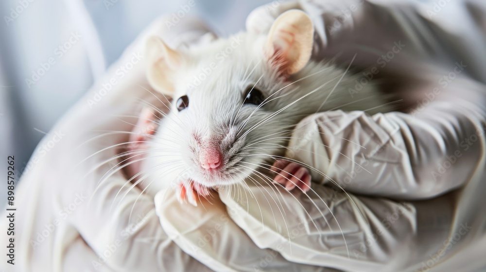 The veterinarian is holding a rat. Veterinary examination. Healthy pet. The veterinarian is holding a rat. Veterinary examination. Healthy pet.