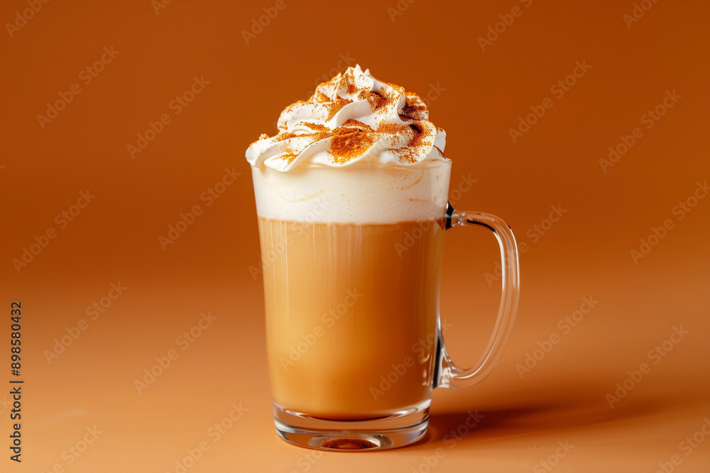 glass of pumpkin spice latte with whipped cream glass of pumpkin spice latte with whipped cream