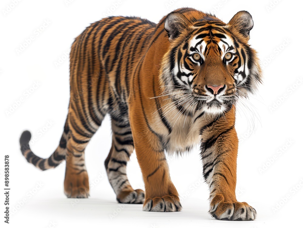 Fototapeta premium Majestic Bengal Tiger Walking, Isolated on Transparent Background