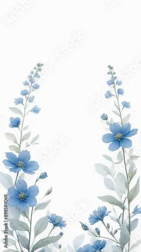 a delicate minimalist narrow floral pattern border of background