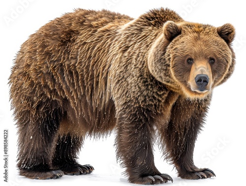 Majestic Brown Bear Standing, Isolated on Transparent Background