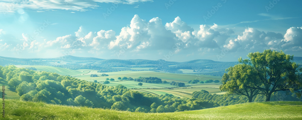 A serene countryside backdrop with rolling hills, green fields, and a clear blue sky, ideal for a peaceful and pastoral atmosphere. A serene countryside backdrop with rolling hills, green fields, and a clear blue sky, ideal for a peaceful and pastoral atmosphere.