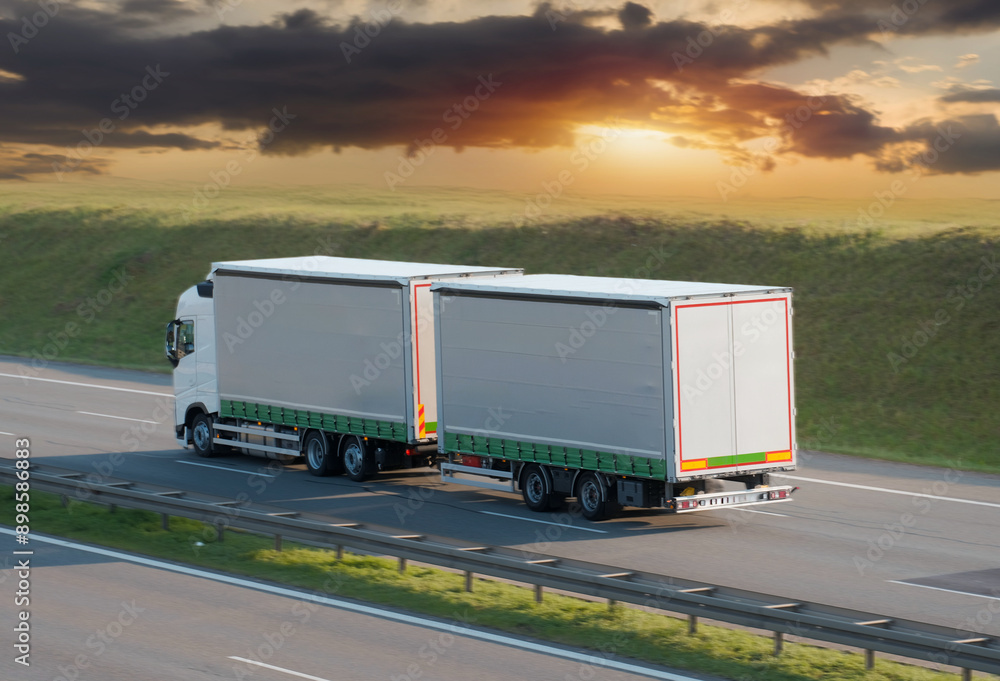 Logistics Freight Cargo Truck on Intercity Highway Logistics Freight Cargo Truck on Intercity Highway