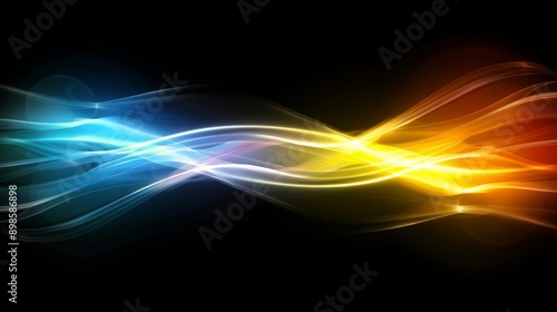 Abstract blue and yellow light effect on black background