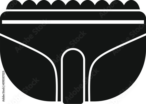 Black simple silhouette icon of an absorbent reusable washable adult diaper for incontinence