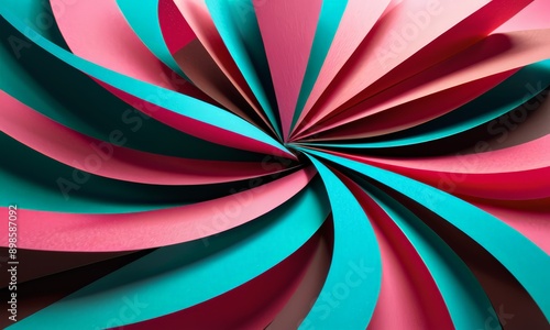 Wallpaper Mural close-up of a colorful abstract design featuring a spiral pattern of overlapping and curving shapes in shades of pink, blue, and green. Torontodigital.ca