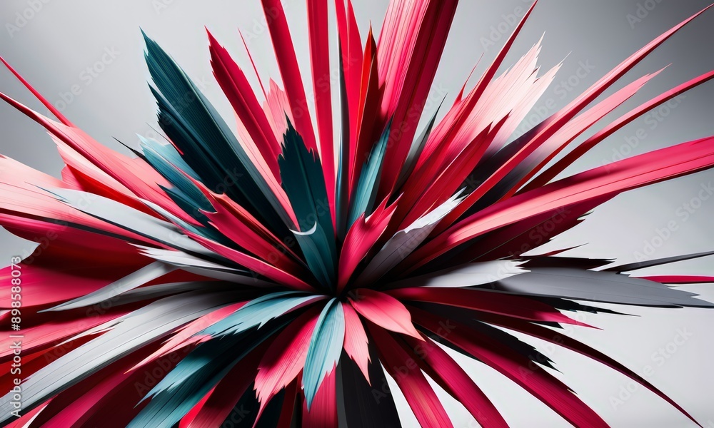 close-up of a colorful, abstract flower with red, blue, and green petals. close-up of a colorful, abstract flower with red, blue, and green petals.
