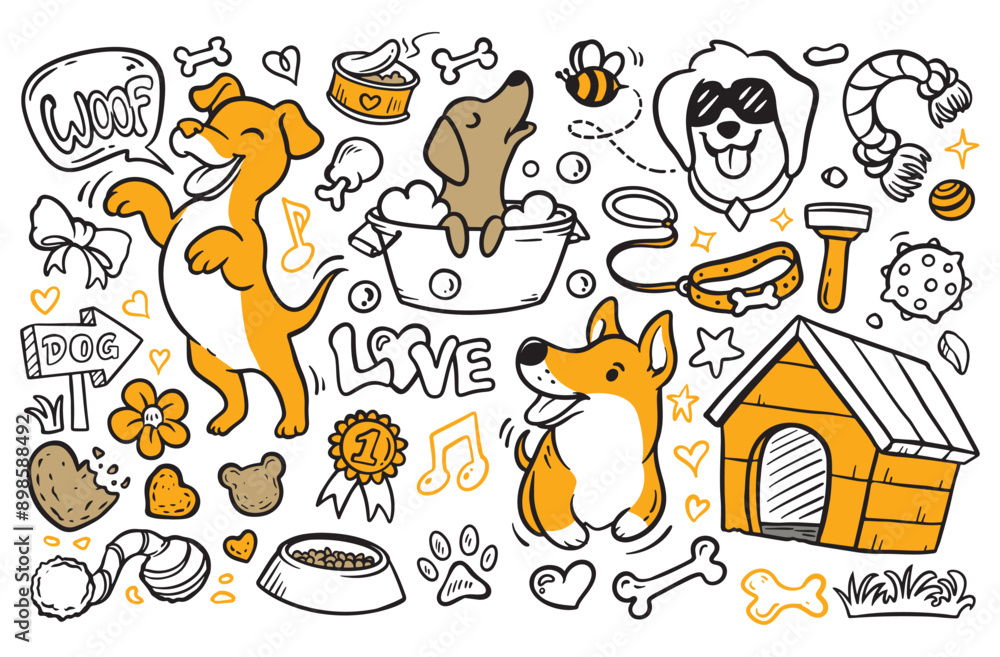 Cute Dog pose doodles. dogs doodle Cute Dog pose doodles. dogs doodle