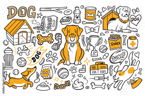 Dog cartoon doodles. cute dog