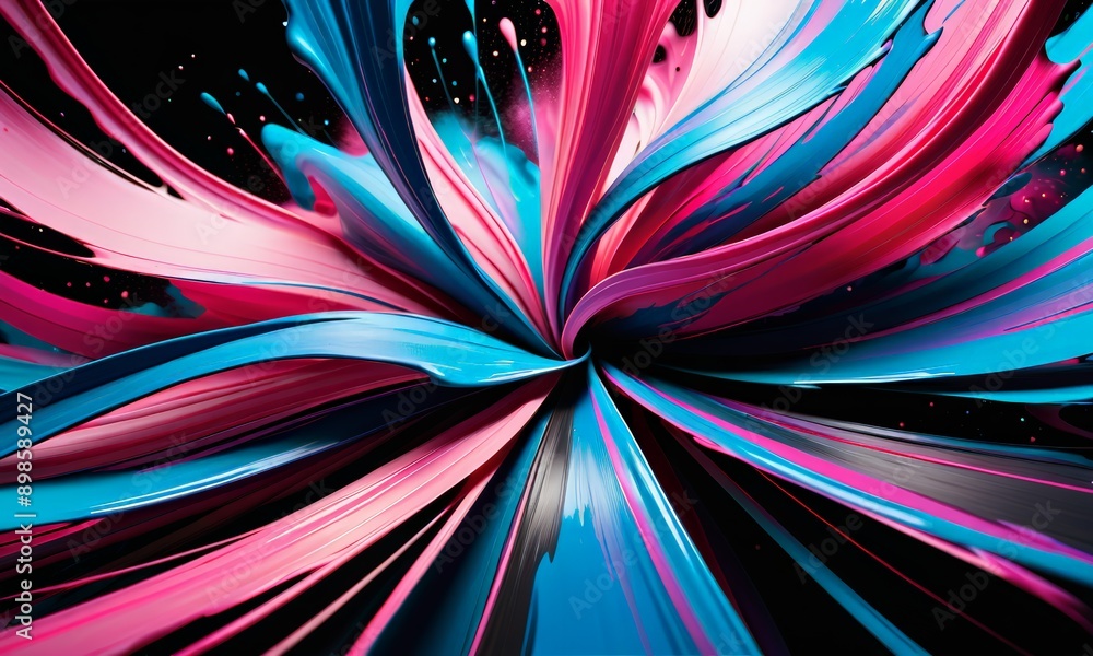 vibrant abstract composition featuring a dynamic swirl of pink, blue, and black lines, creating a sense of movement and energy. vibrant abstract composition featuring a dynamic swirl of pink, blue, and black lines, creating a sense of movement and energy.