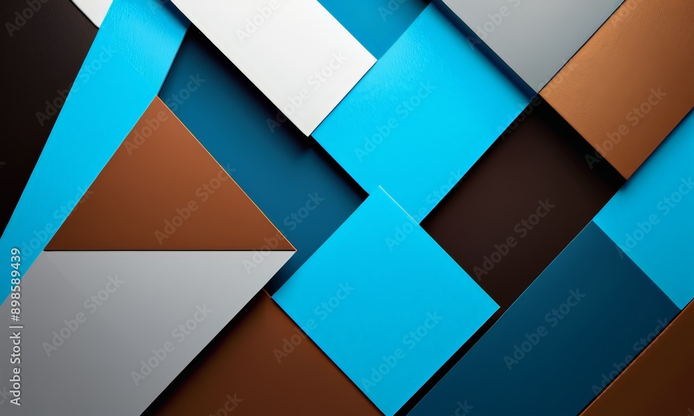 close-up of a pattern of overlapping geometric shapes, including triangles, rectangles, and diamonds, in various shades of blue, brown, and gray. close-up of a pattern of overlapping geometric shapes, including triangles, rectangles, and diamonds, in various shades of blue, brown, and gray.