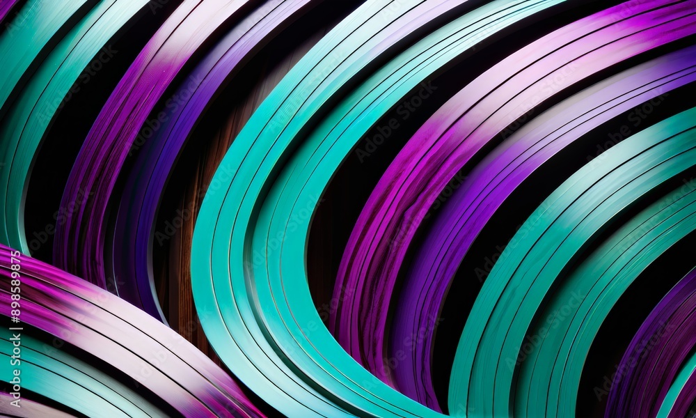 close-up of a colorful abstract design featuring curved lines in shades of purple, blue, and green. close-up of a colorful abstract design featuring curved lines in shades of purple, blue, and green.