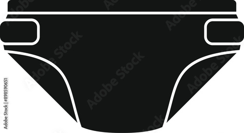 Black disposable baby diaper protecting from leak icon