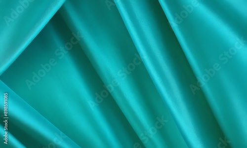 close-up of a turquoise fabric with a textured, flowing appearance. © Nipon