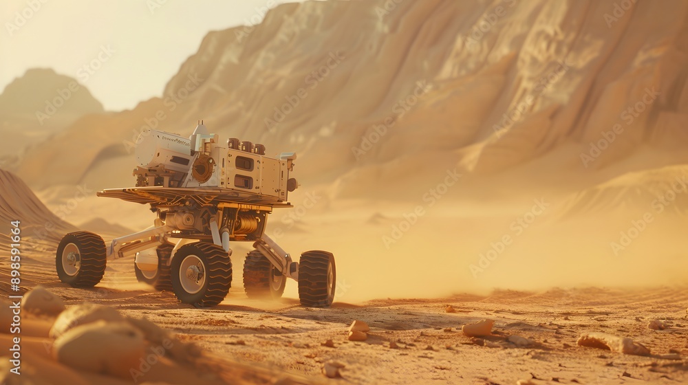 Space Exploration Robot: A robot exploring the surface of Mars, collecting samples and transmitting data back to Earth.
Space Exploration Robot: A robot exploring the surface of Mars, collecting samples and transmitting data back to Earth.
