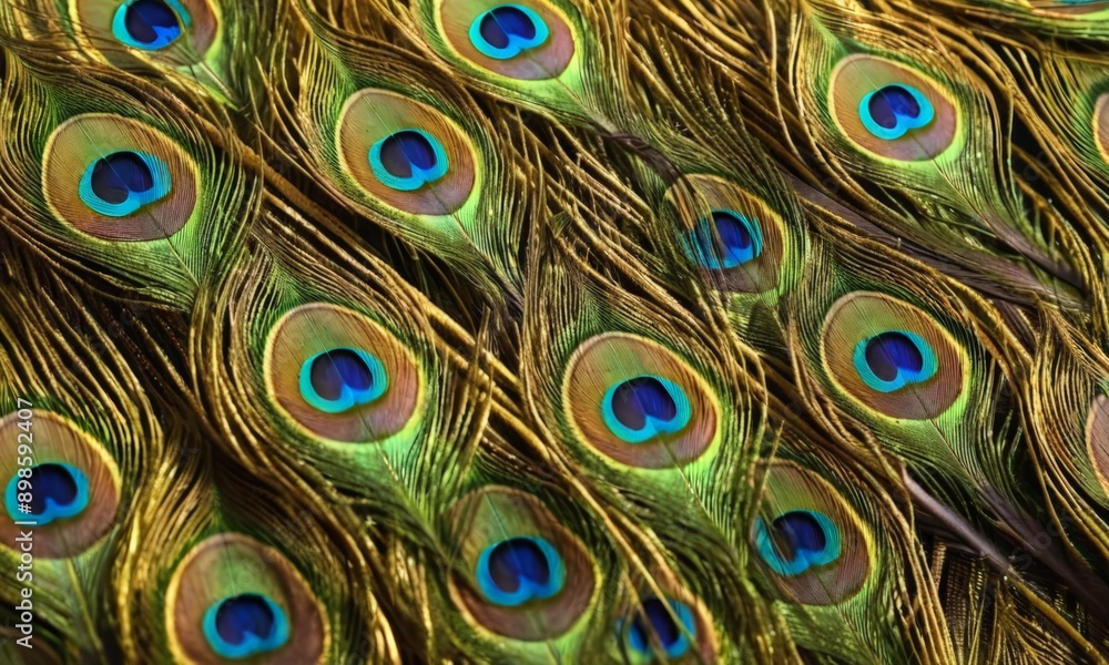 Obraz premium Peacock feather with blue and green centers