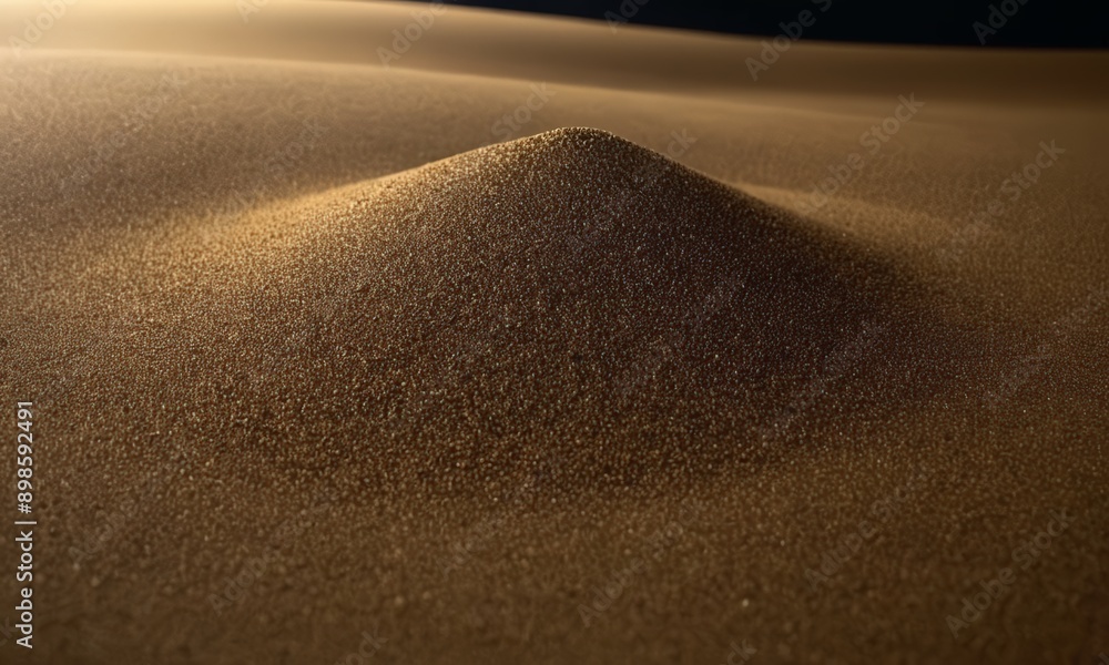 close-up view of a sandy surface with a small mound or pyramid-shaped formation in the center. close-up view of a sandy surface with a small mound or pyramid-shaped formation in the center.
