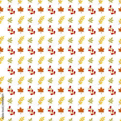 Autumn leaves pattern with leaves and flowers vector