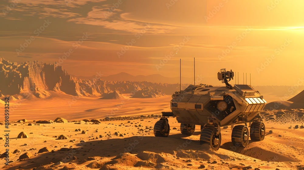 Space Exploration Robot: A robot exploring the surface of Mars, collecting samples and transmitting data back to Earth.
Space Exploration Robot: A robot exploring the surface of Mars, collecting samples and transmitting data back to Earth.