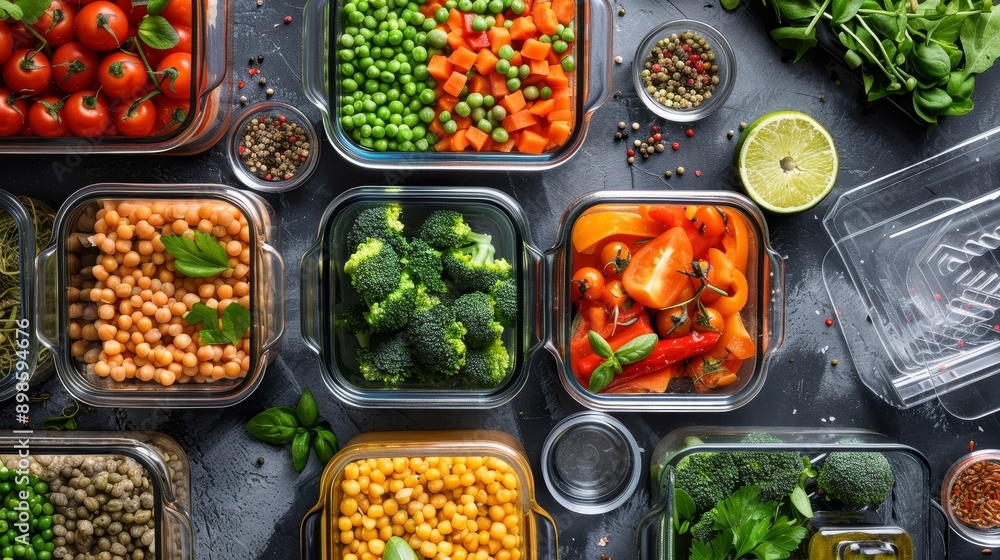 Vibrant Healthy Meal Prep with Fresh Ingredients for Clean Eating Concept. Vibrant Healthy Meal Prep with Fresh Ingredients for Clean Eating Concept.