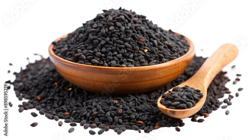 Healthy spice nigella seed on transparent background