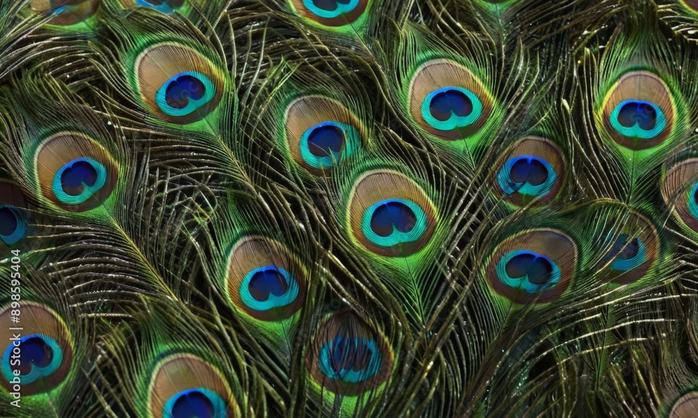 Obraz premium Peacock feather with blue and green colors