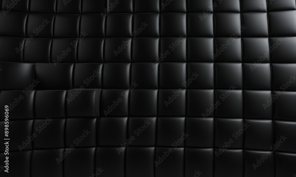 close-up of a black leather surface with a grid-like pattern of squares. close-up of a black leather surface with a grid-like pattern of squares.