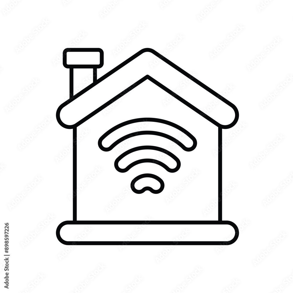 smart home line icon with white background vector stock illustration