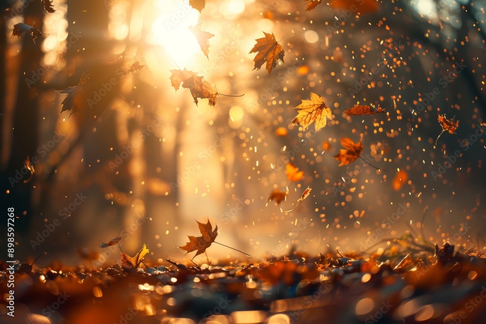 Fototapeta premium leaves falling from trees