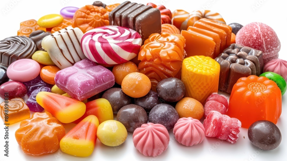 Fototapeta premium Spooky Halloween Candy Assortment on White Background