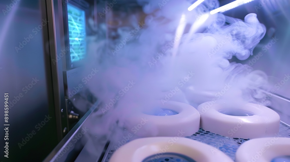Fototapeta premium Stem Cell Storage in a Cryogenic Freezer for Medical Research and Innovation