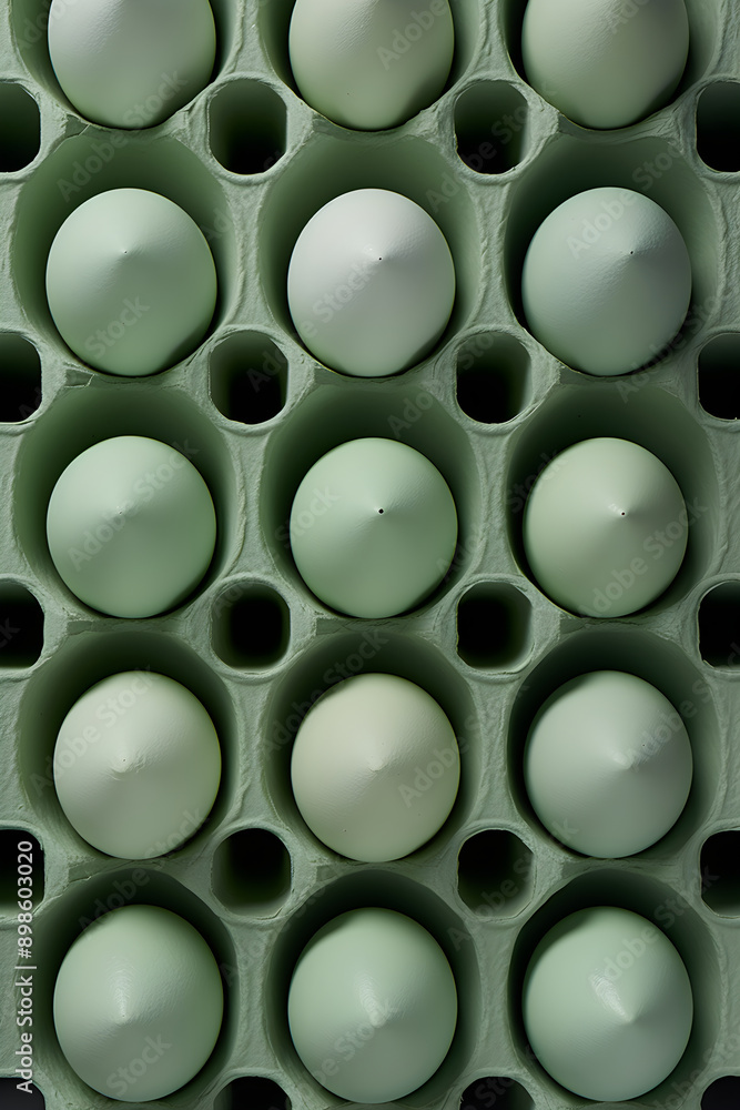 Environmentally Conscious Close-up View of an Empty Pastel Green Egg Carton - A Statement on Reduce, Reuse and Recycle. Environmentally Conscious Close-up View of an Empty Pastel Green Egg Carton - A Statement on Reduce, Reuse and Recycle.