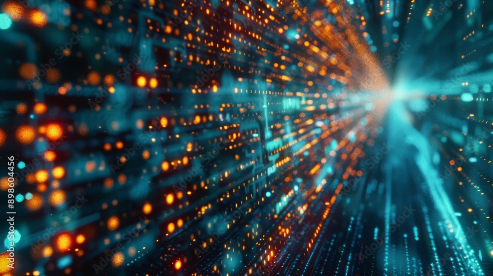 Bytes of binary code run through network. Abstract futuristic technology cyberspace. Bytes of binary code run through network. Abstract futuristic technology cyberspace.