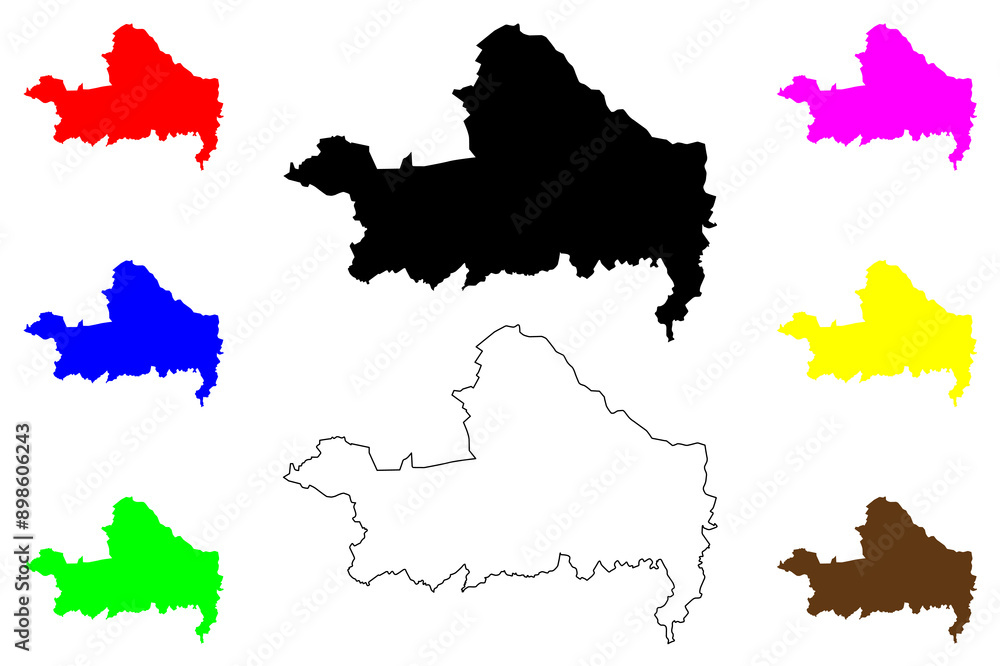 Naklejka premium Gyor-Moson-Sopron County (Hungary, Hungarian counties) map vector illustration, scribble sketch Győr-Moson-Sopron (Gyor Moson Sopron) map