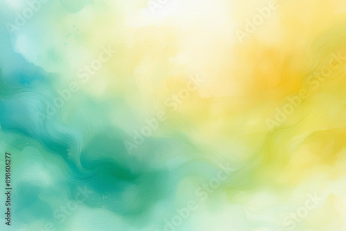 Yellow and Green Watercolor background - stock illustration