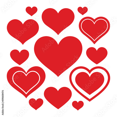 set of red heart icons, collection of red heart vector icons