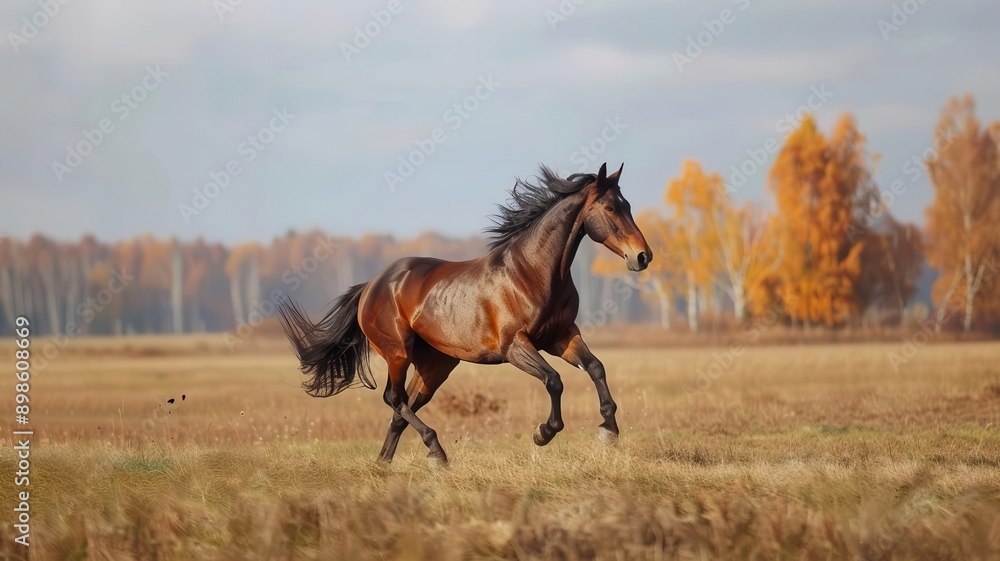A beautiful horse running in a field A beautiful horse running in a field