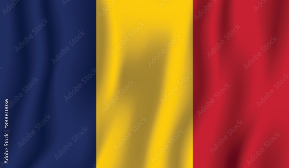Fototapeta premium Realistic Chad flag Perfect color, scale, and proportion.