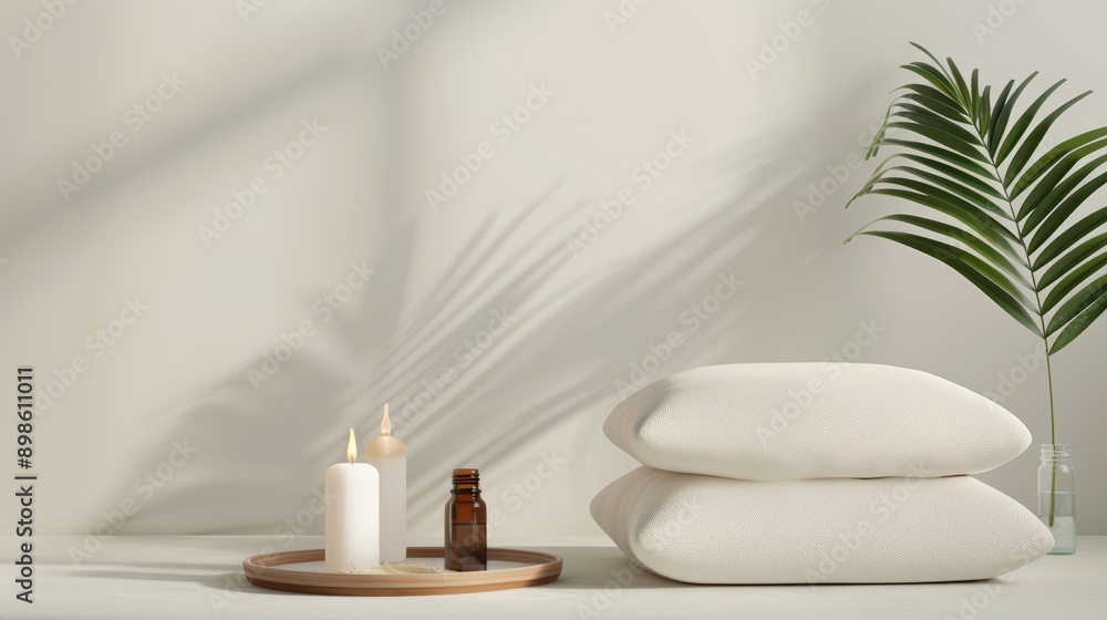 A cozy meditation corner with cushions, candles, and a small table with essential oils, with copy space, high-resolution photo, realistic photo, hyper realistic A cozy meditation corner with cushions, candles, and a small table with essential oils, with copy space, high-resolution photo, realistic photo, hyper realistic
