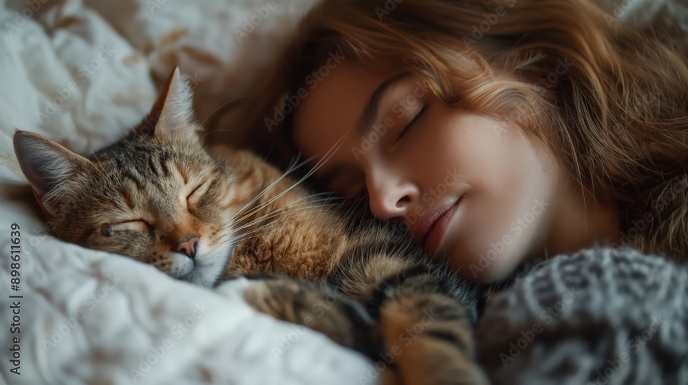 cute cat cuddle sleeping in owner's arms, Cat lover adorable pet animal portrait cute cat cuddle sleeping in owner's arms, Cat lover adorable pet animal portrait