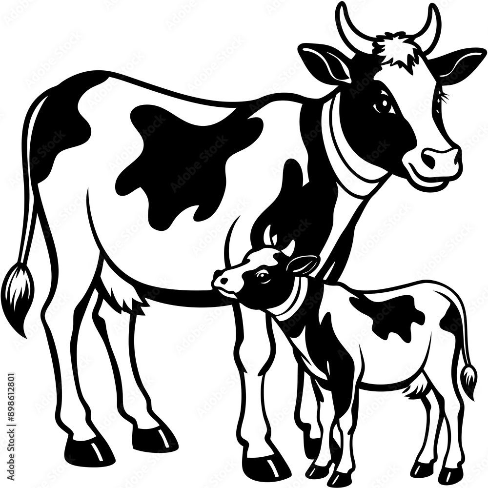 Fototapeta premium baby cow with mother cow Vector
