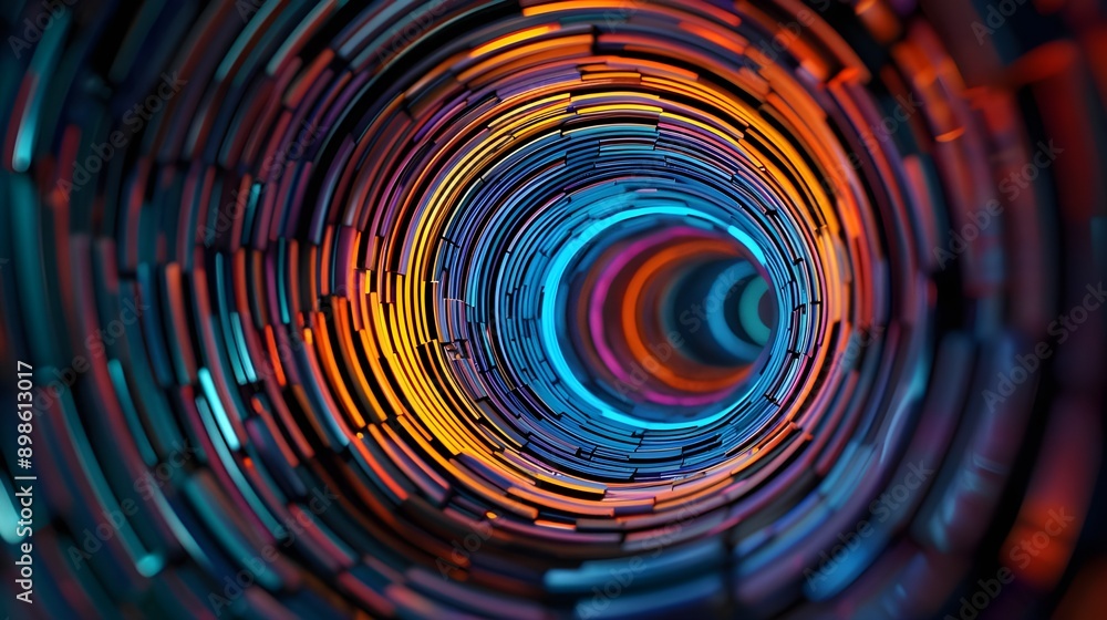 Abstract Circular Tunnel with Colorful Lights. Abstract Circular Tunnel with Colorful Lights.