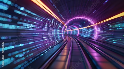 Futuristic Tunnel of Light and Data.