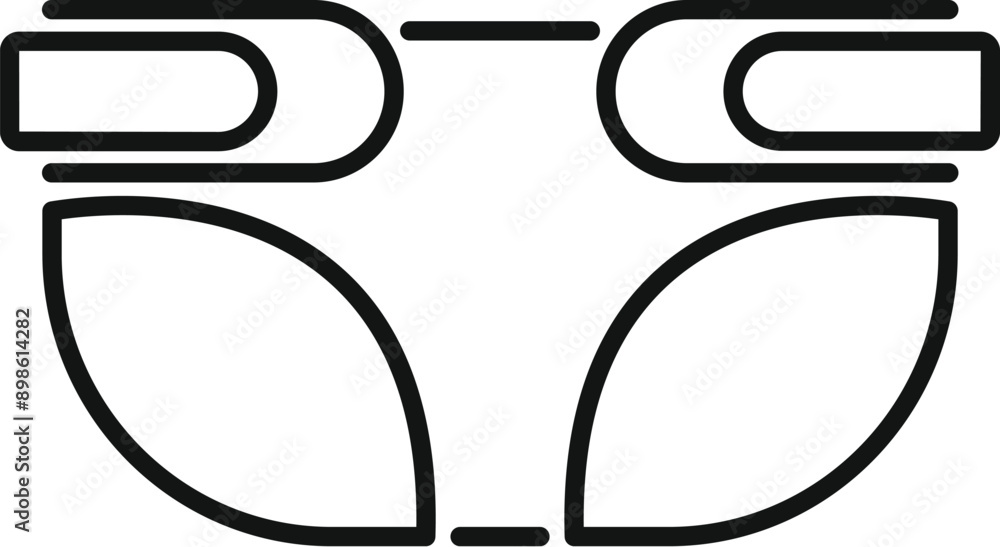 Simple line icon of a disposable diaper, symbolizing baby care, hygiene, and the joys and challenges of raising a child Simple line icon of a disposable diaper, symbolizing baby care, hygiene, and the joys and challenges of raising a child