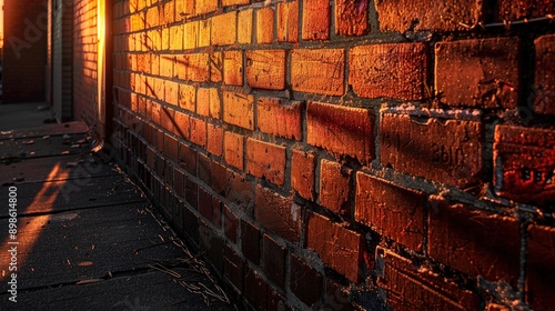 Rough Textured Brick Wall Captured in Low Angle Shot with Dramatic Perspective