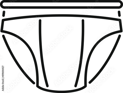 Simple black and white line icon depicting men's underwear briefs