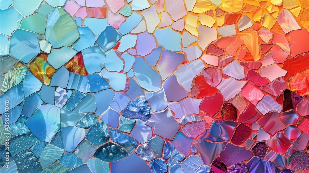 Mesmerizing Mosaic Wall Design with Intricate Patterns Seen from Bird's Eye View Mesmerizing Mosaic Wall Design with Intricate Patterns Seen from Bird's Eye View