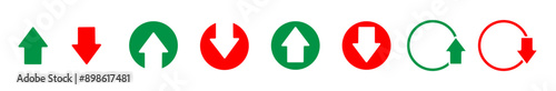 Dollar up or down symbol. Money down icon set. Price low arrow sign in vector flat style.