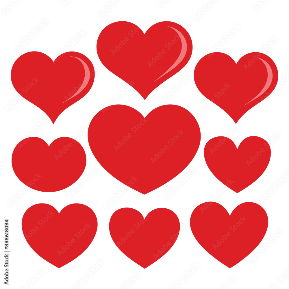 set of red heart icons, collection of red heart vector icons set of red heart icons, collection of red heart vector icons