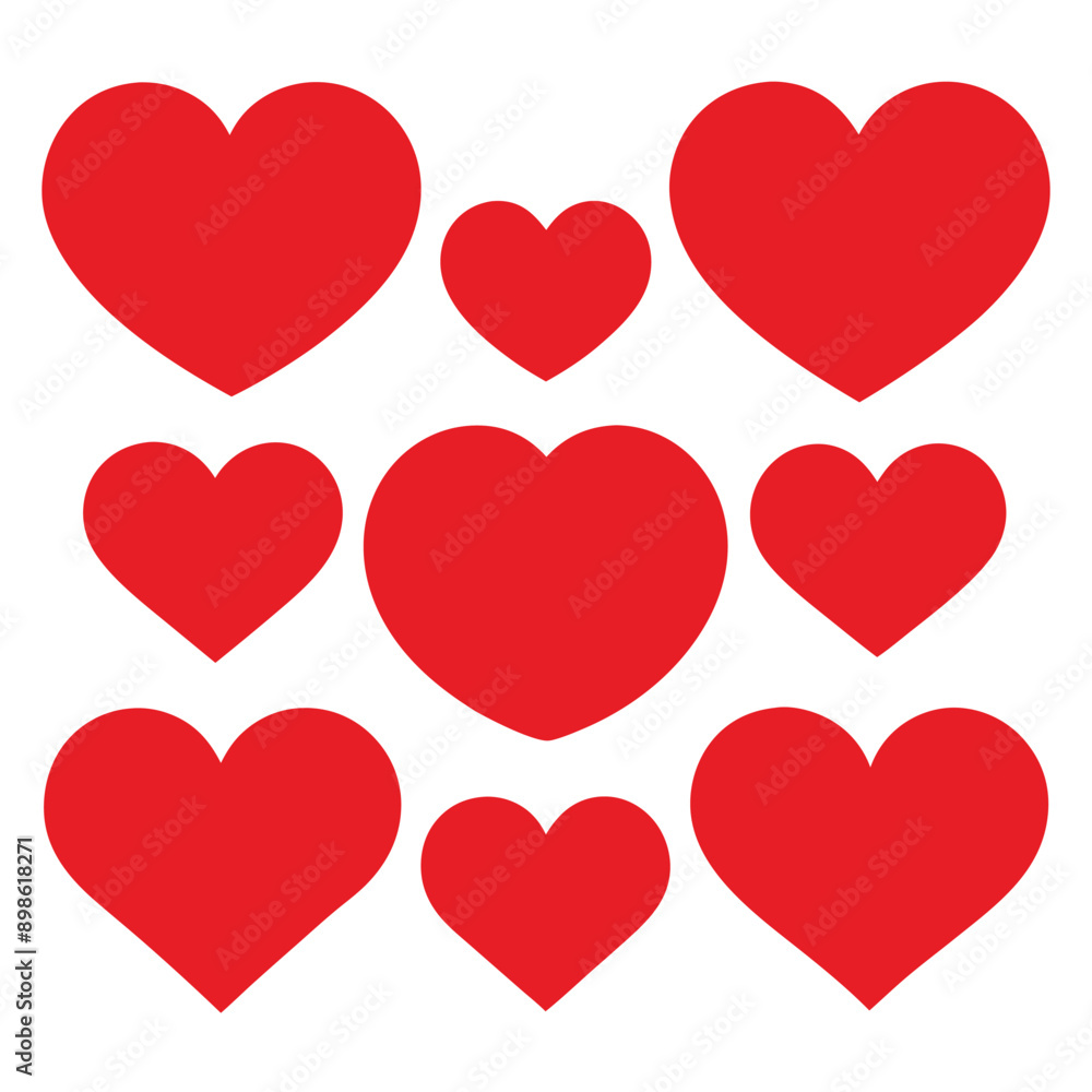 set of red heart icons, collection of red heart vector icons set of red heart icons, collection of red heart vector icons